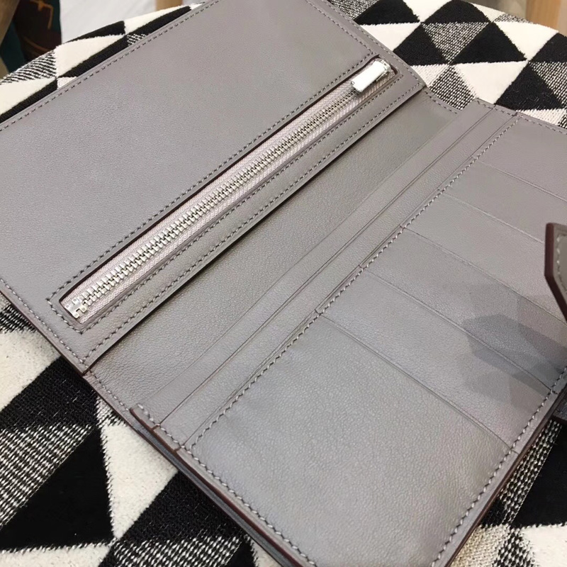 Hermes錢包 愛馬仕Bean H扣錢夾 Hermes錢包 SWIFT皮錢包 CK89灰色