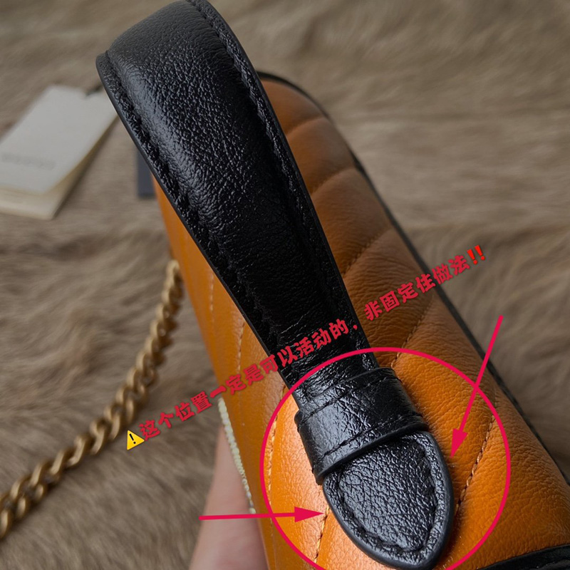 583571 Gucci GG Marmont 系列迷你手提包 斜紋絎縫皮革女包 黑色