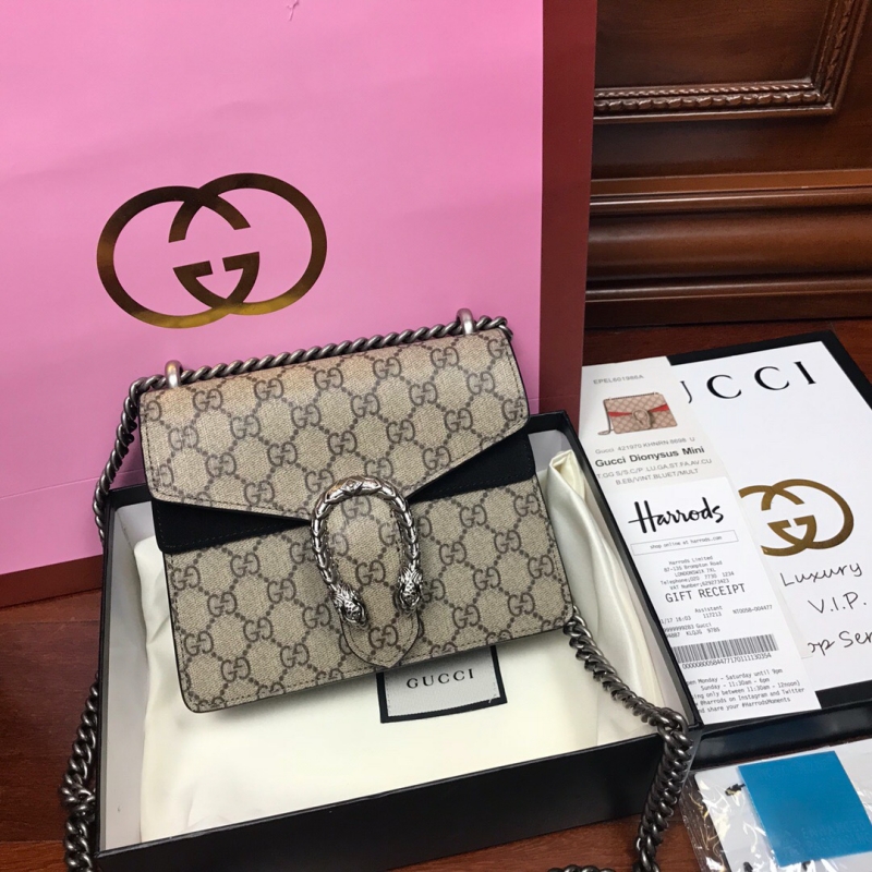 421970 Gucci Dionysus系列高級人造帆布肩背包 Gucci酒神包 黑色
