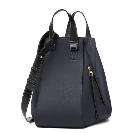 38712KBN27 LOEWE Hammock吊床包 拼色單肩斜挎包 黑拼藍