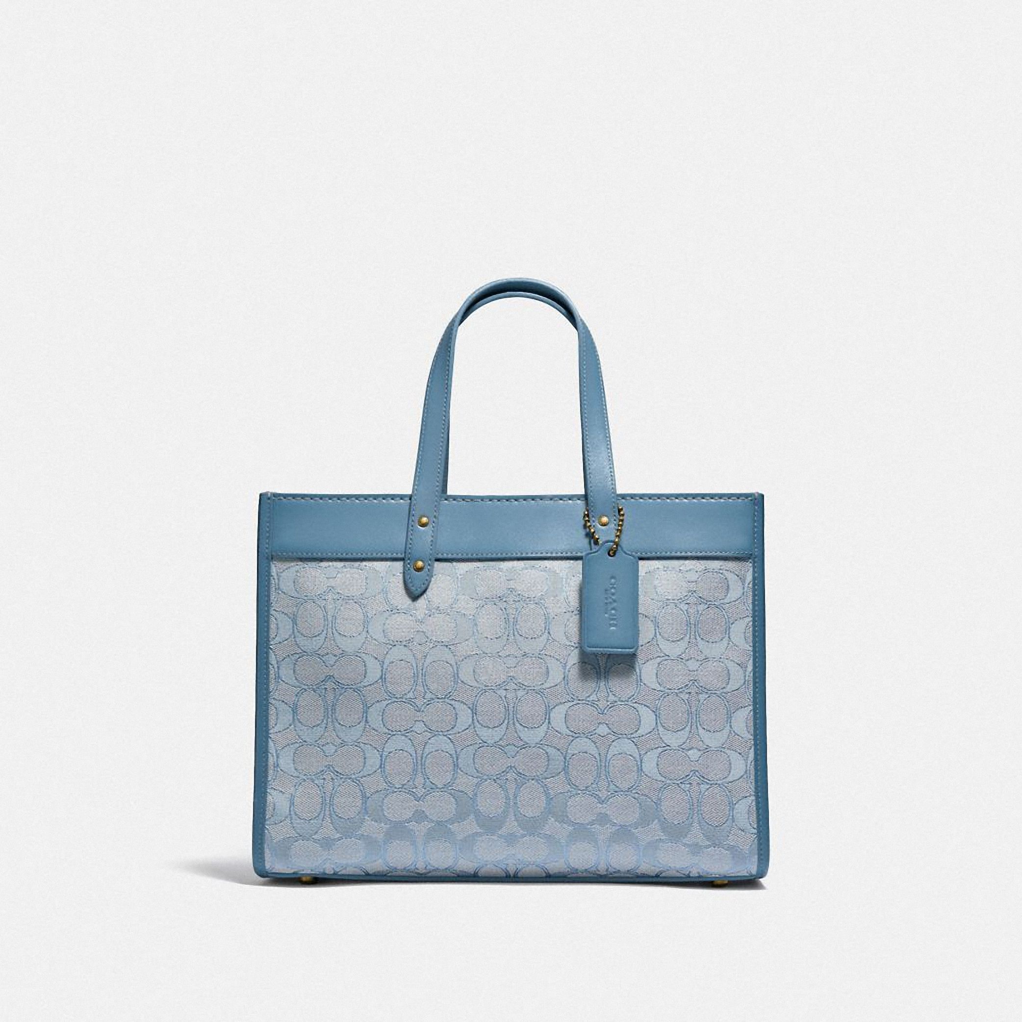 coach藍色logo方型手提包