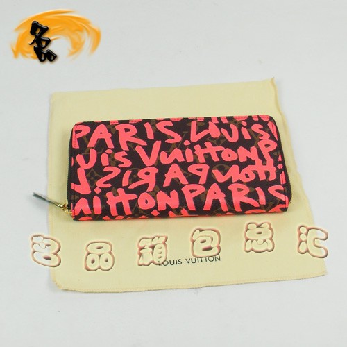 M93710 LV錢包 LV長款錢包 LV涂鴉系列 LV女包 LV零錢包 桃紅色