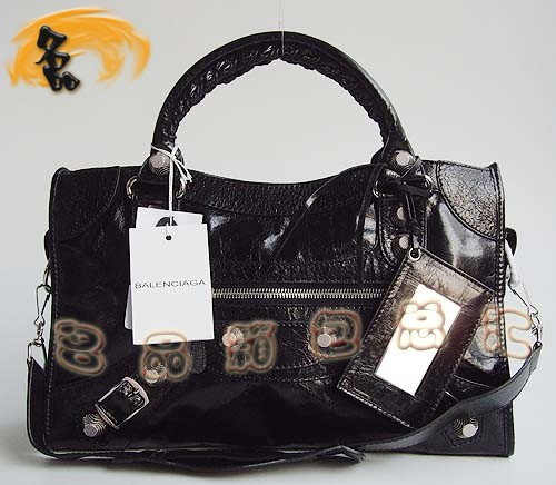 084332A 巴黎世家新款牛皮女士手提包 BALENCIAGA經典款機車包 斜挎包 女包