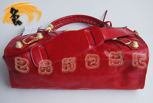 084332B 新款紅色牛皮時尚女士 手提包 BALENCIAGA經典款機車包 斜挎包