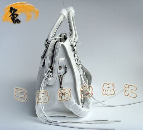 084332 新款淺灰色時尚牛皮女士斜挎包 BALENCIAGA巴黎世家經典機車包 手提包