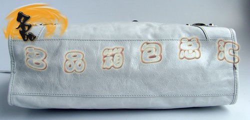 084332 新款淺灰色時尚牛皮女士斜挎包 BALENCIAGA巴黎世家經典機車包 手提包