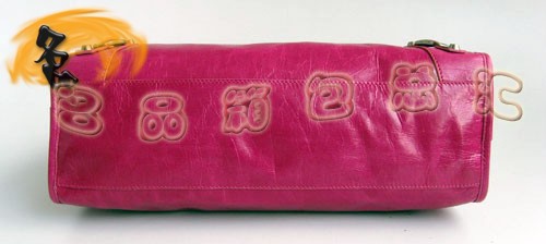 084332 BALENCIAGA熱賣新款 經典桃紅色牛皮女士斜挎包 巴黎世家機車包 手提包