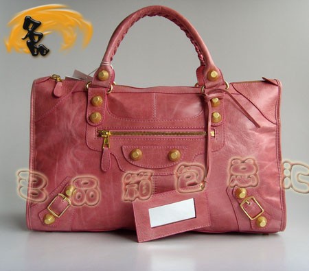 084324B BALENCIAGA 巴黎世家 機(jī)車(chē)包 時(shí)尚手提包 巴黎世家粉紅色女包