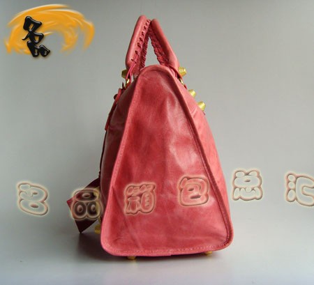 084324B BALENCIAGA 巴黎世家 機(jī)車(chē)包 時(shí)尚手提包 巴黎世家粉紅色女包