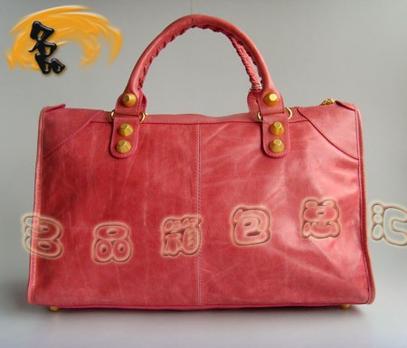 084324B BALENCIAGA 巴黎世家 機(jī)車(chē)包 時(shí)尚手提包 巴黎世家粉紅色女包