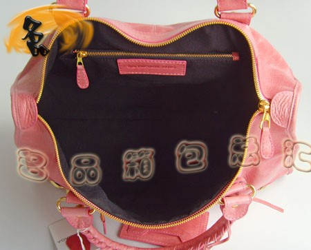 084324B BALENCIAGA 巴黎世家 機(jī)車(chē)包 時(shí)尚手提包 巴黎世家粉紅色女包