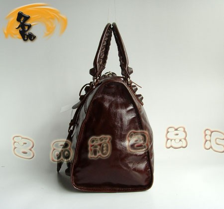 084824 BLENCIAGA深啡色牛皮花邊手提包 巴黎世家機車包 時尚女士手挽包