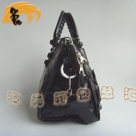 084828 新款時尚黑色牛皮花邊女士斜挎包 BLENCIAGA機車包 巴黎世家手提包