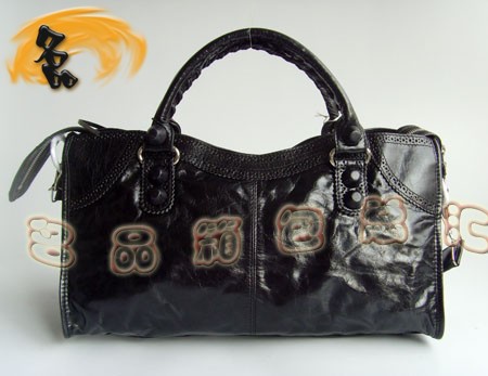 084828 新款時尚黑色牛皮花邊女士斜挎包 BLENCIAGA機車包 巴黎世家手提包