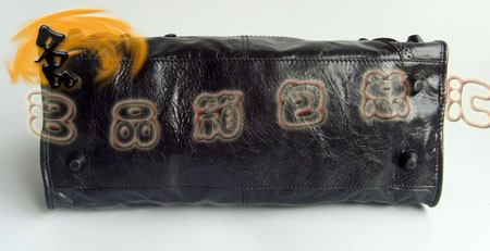 084828 新款時尚黑色牛皮花邊女士斜挎包 BLENCIAGA機車包 巴黎世家手提包