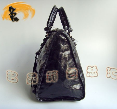 084824 BLENCIAGA新款黑色牛皮女包 機車包 巴黎世家花邊時尚女士手提包