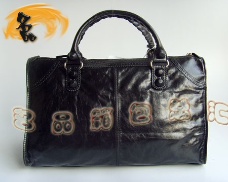 084824 BLENCIAGA新款黑色牛皮女包 機車包 巴黎世家花邊時尚女士手提包