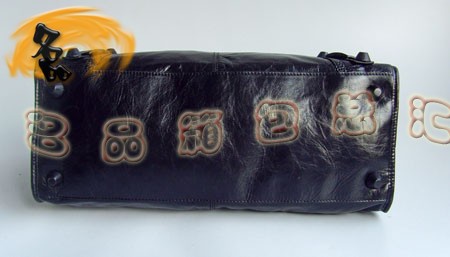 084824 BLENCIAGA新款黑色牛皮女包 機車包 巴黎世家花邊時尚女士手提包