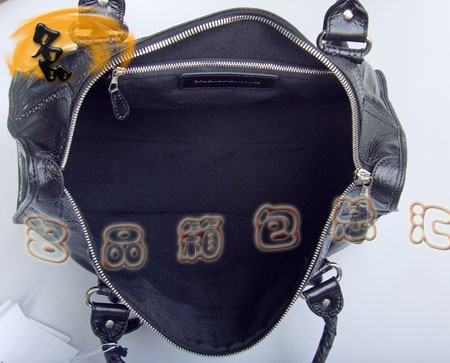 084824 BLENCIAGA新款黑色牛皮女包 機車包 巴黎世家花邊時尚女士手提包