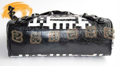 084332 BLENCIAGA新款黑白編織手袋 BLENCIAGA機車包 斜挎包 經典女士手提包