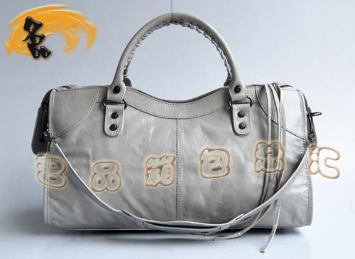084328 超A牛皮時尚休閑女士手提包 BALENCIAGA 巴黎世家機車包 灰白色女包