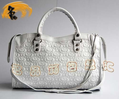 084932 正品品質 巴黎世家刺繡系列時尚女士手提包 BALENCIAGA斜挎包 機車包