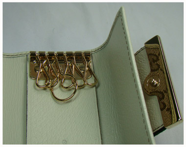 181673 正品品質(zhì) GUCCI經(jīng)典款 GUCCI杏色帆布鑰匙包 GUCCI新款女士鑰匙包