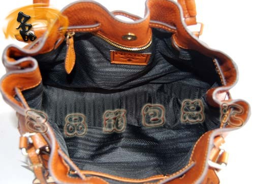 7993 Prada手提包 Prada女包 普拉達牛皮時尚高檔OL女包境外貨 土黃色