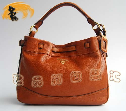 7991 熱銷Prada女包 Prada手提包 普拉達經典款牛皮休閑女包 淺啡色
