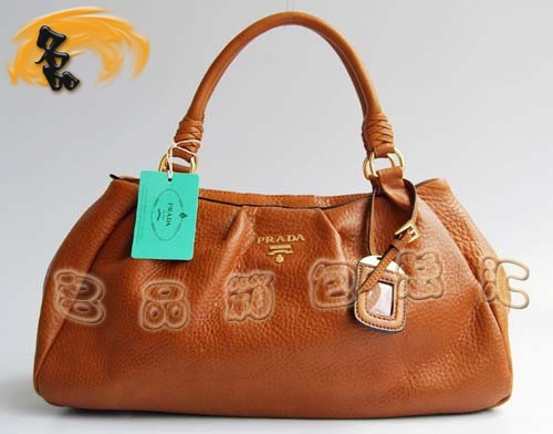 7995 Prada新款高檔牛皮OL職業風格女包 Prada手提包 新款上市 淺啡色