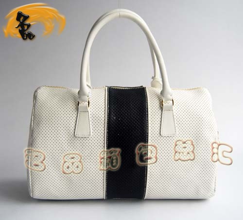 29144 Prada時尚女包 普拉達奢華明星網(wǎng)孔真皮手提包 十色可選 白配黑