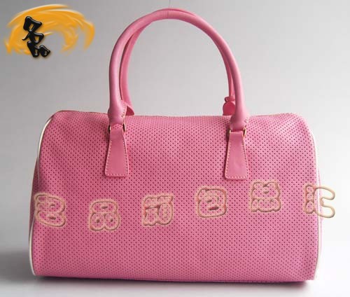 29144 Prada時尚女包 普拉達奢華明星網孔真皮手提包 十色可選 粉紅色