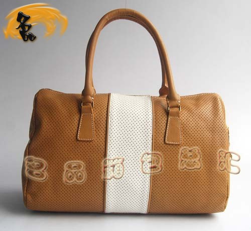 29144 Prada時尚女包 普拉達奢華明星網孔真皮手提包 十色可選 土黃配白