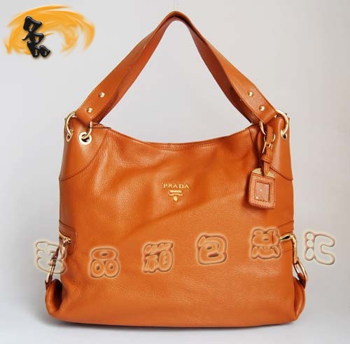 69525 正品品質(zhì) Prada新款全皮淺啡色女包 普拉達(dá) Prada手提包