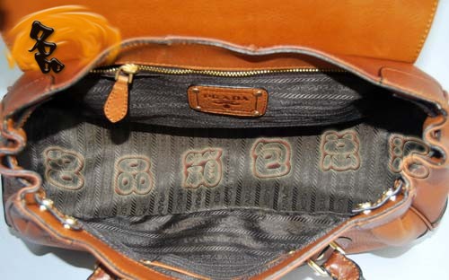 80045 Prada最新款 Prada高檔牛皮包 Prada手提包 Prada經典款 淺啡色