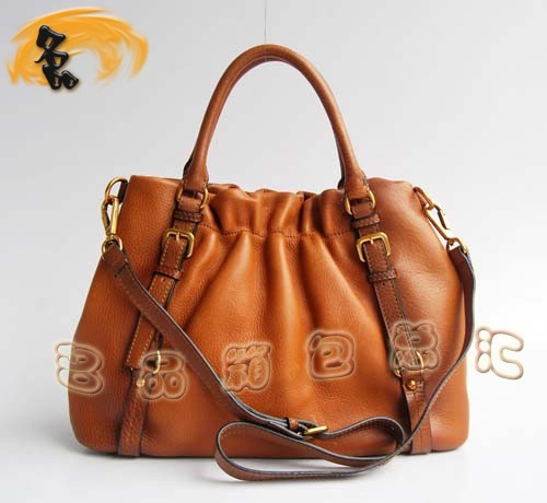 80043 普拉達熱賣新款牛皮兩用女包 Prada手提包 Prada斜挎包 淺啡色