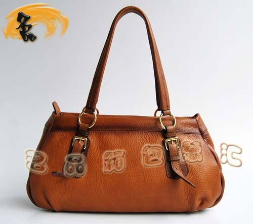 80040 Prada新款高檔牛皮女包 Prada單肩包 Prada手提 手挽包 淺啡色