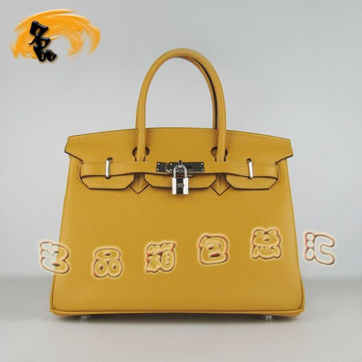 6088 Hermes 30 Birkin 手提包 Hermes Birkin 鉑金包 Hermes女包 黃色銀扣