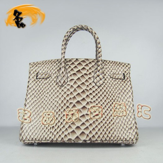 6088 Hermes Birkin 鉑金包 30cm 魚紋手提包 Hermes女包 灰色銀扣