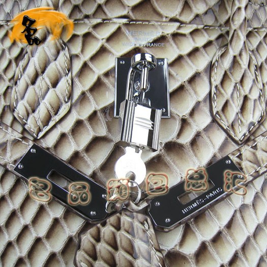 6088 Hermes Birkin 鉑金包 30cm 魚紋手提包 Hermes女包 灰色銀扣