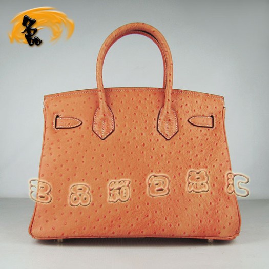 6088 1:1品質(zhì) Hermes Birkin 30 鴕鳥紋 Hermes手提包 愛馬仕女包 橙色金扣