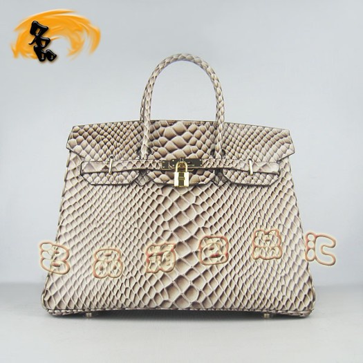 6089 Hermes新款魚紋女士手提包 Hermes Birkin 鉑金包 35 Birkin 灰色金扣
