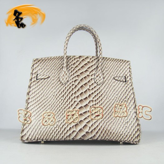 6089 Hermes新款魚紋女士手提包 Hermes Birkin 鉑金包 35 Birkin 灰色金扣