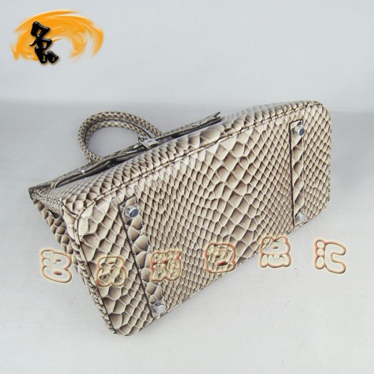 6089 Hermes新款魚紋女士手提包 Hermes Birkin 鉑金包 35 Birkin 灰色銀扣