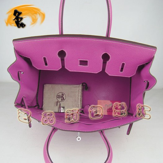6089 Hermes 35 Birkin 牛頸紋手提包 Hermes女包 Hermes Birkin 鉑金包 桃紅色銀扣