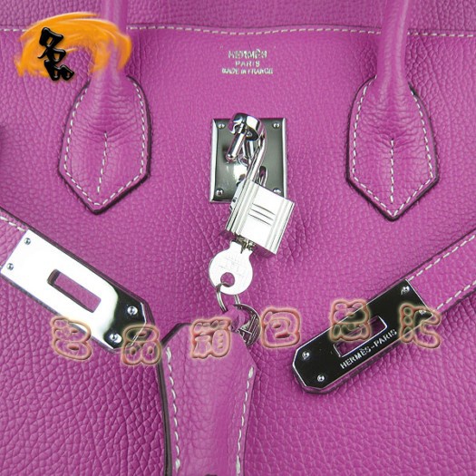 6089 Hermes 35 Birkin 牛頸紋手提包 Hermes女包 Hermes Birkin 鉑金包 桃紅色銀扣