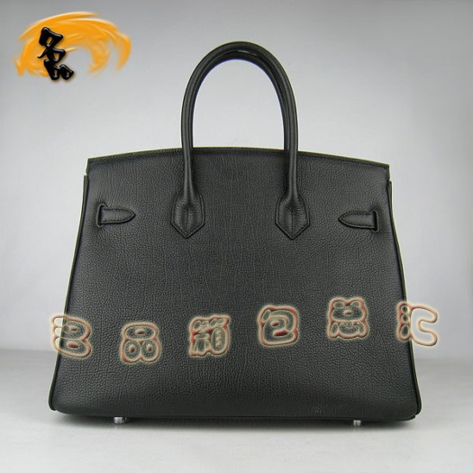 6089 Hermes 35 Birkin 牛頸紋手提包 Hermes女包 Hermes Birkin 鉑金包 黑色銀扣
