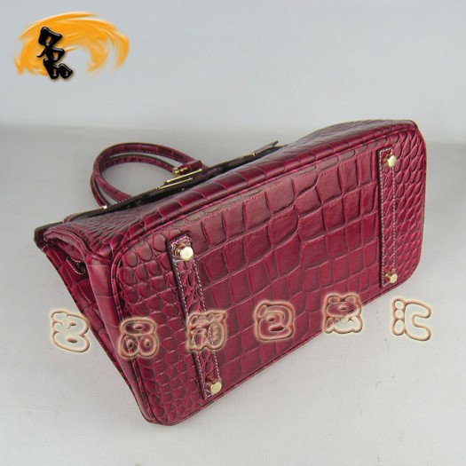 6089 Hermes 鱷魚紋手提包 Hermes女包 Hermes Birkin 鉑金包 大紅金扣(35)