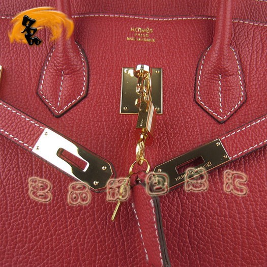 6089 Hermes 35 Birkin 牛頸紋手提包 Hermes女包 Hermes Birkin 鉑金包 紅色金扣