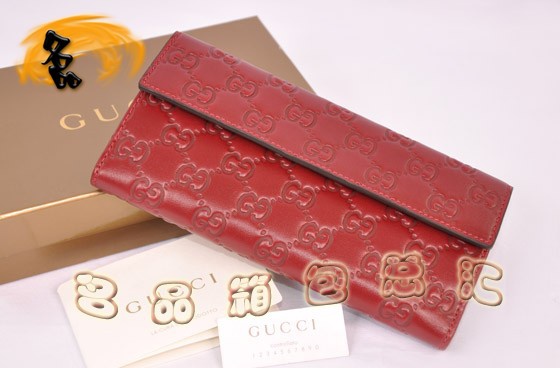 203550 GUCCI新款牛皮壓花女包 GUCCI錢(qián)包 GUCCI女士長(zhǎng)款錢(qián)夾 紅色